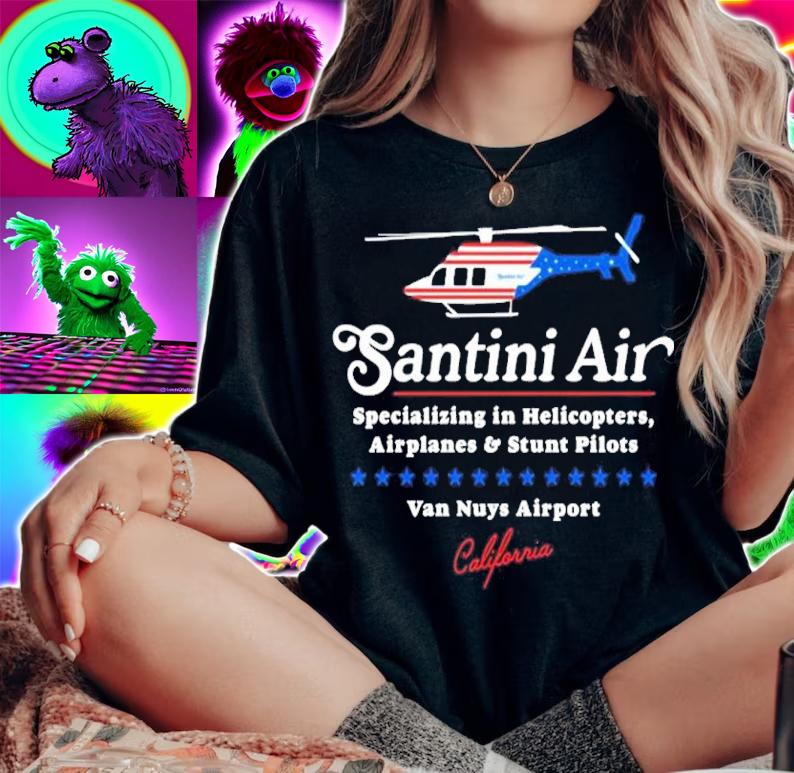 Santini Air Specializing In Helicopters Airplanes And Stunt Pilots Van Nuys Airport Shirt