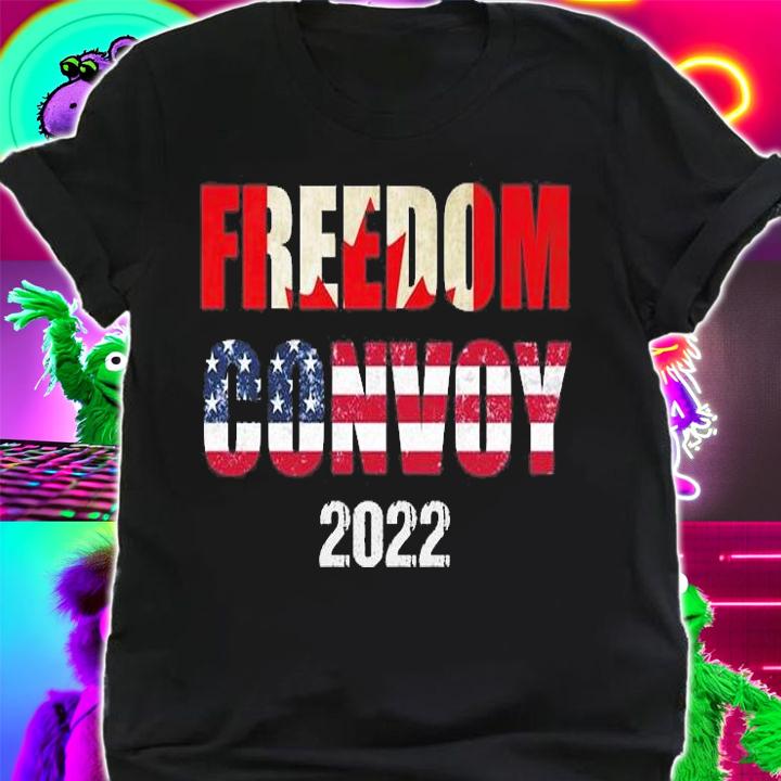 Canada Freedom Convoy 2022 Support Canadian Truckers America Flag Design Vintage T-Shirt shirt