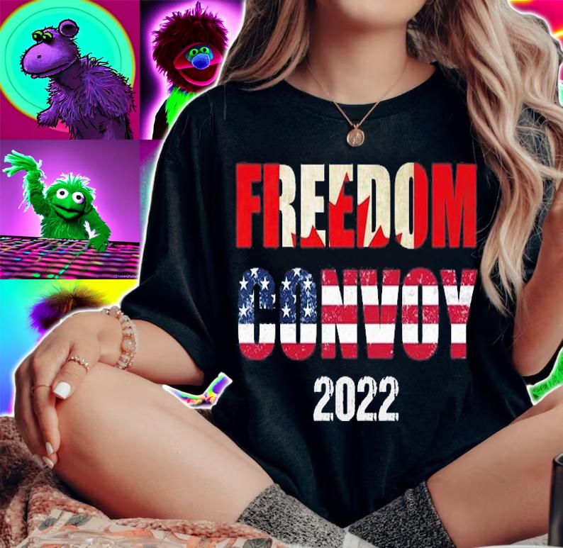 Canada Freedom Convoy 2022 Support Canadian Truckers America Flag Design Vintage T-Shirt woman shirt
