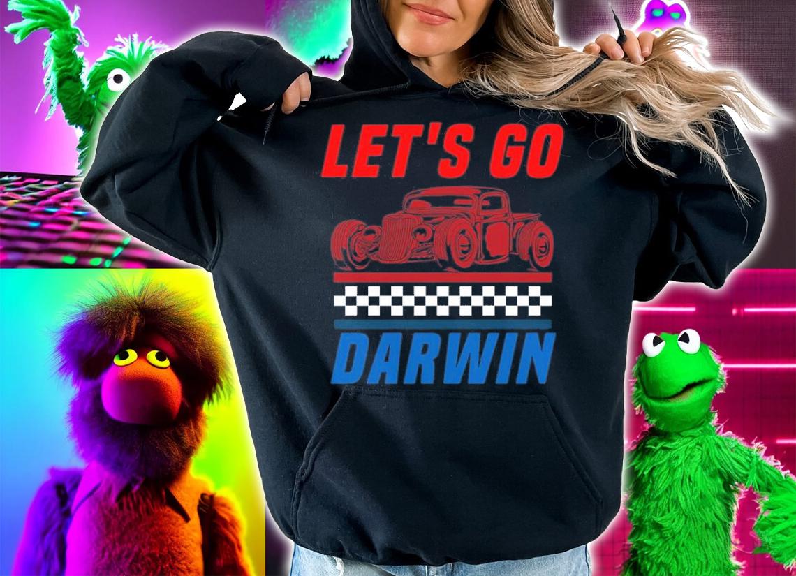 Let's Go Darwin Classic Racing Old Car Red Blue T-Shirt