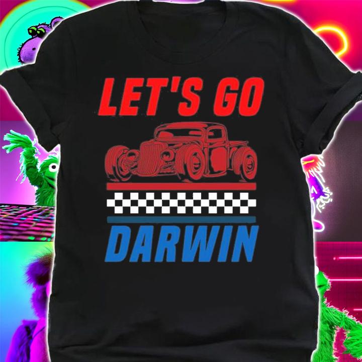 Let's Go Darwin Classic Racing Old Car Red Blue T-Shirt