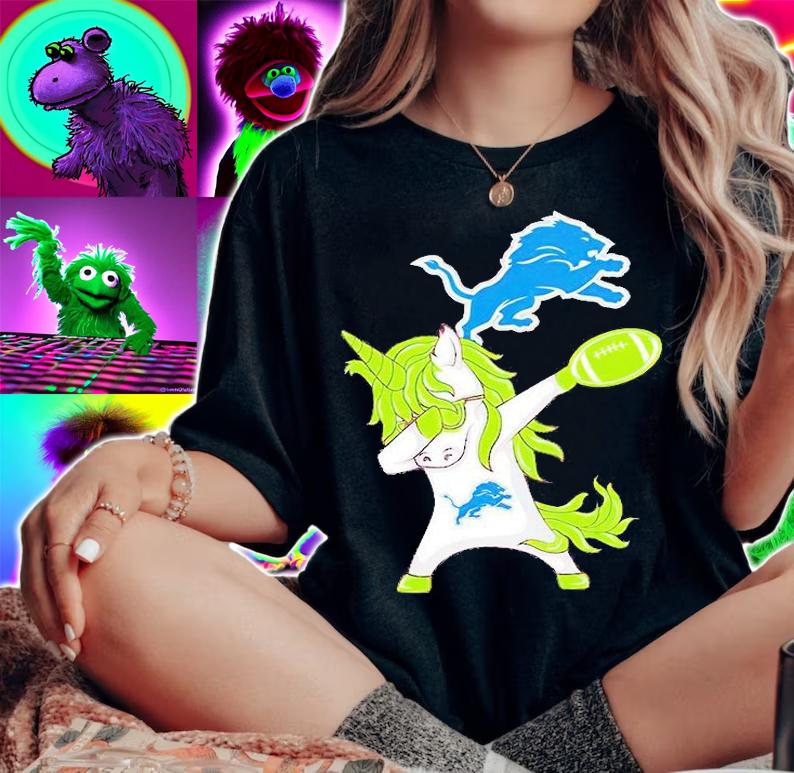 Detroit Lions Unicorn Dabbing St Patrick's Day T-Shirt woman shirt