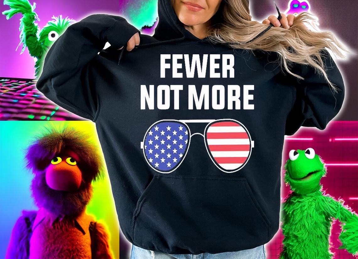 Fewer Not More Sunglasses USA Flag T-Shirt