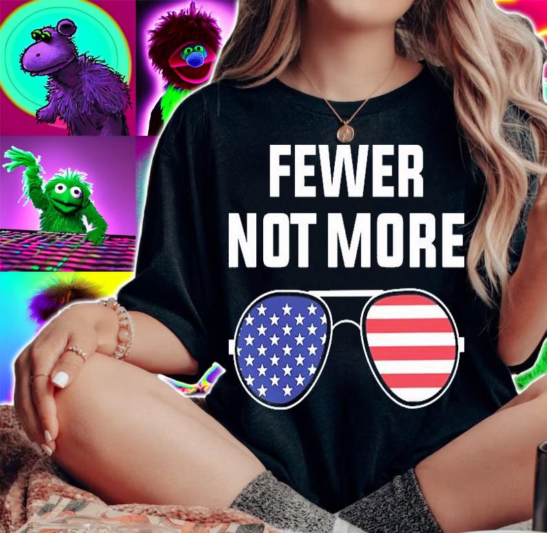 Fewer Not More Sunglasses USA Flag T-Shirt