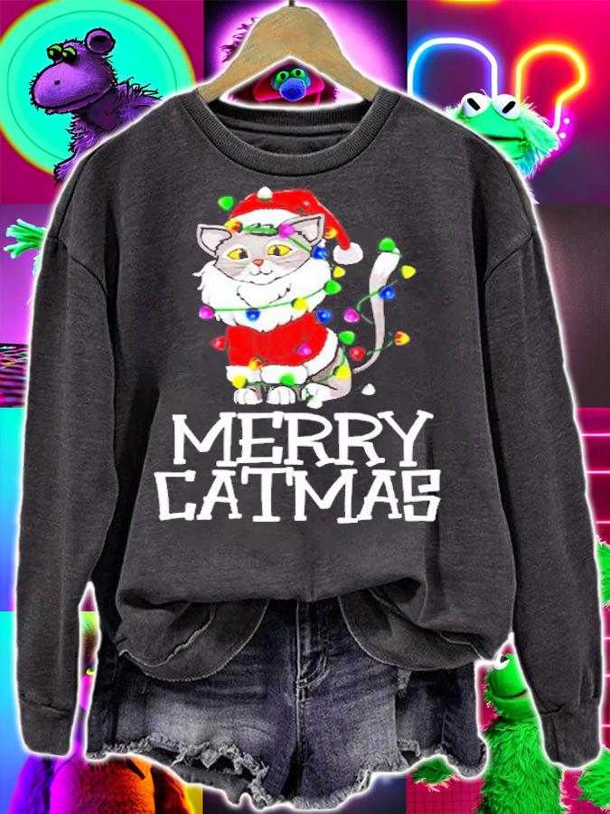 Funny Meowy Catmas Tee Shirt Merry Christmas Cat Lover Gifts T-Shirt sweatshirt