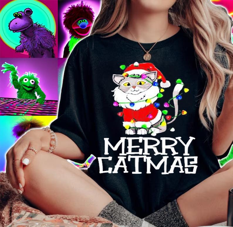 Funny Meowy Catmas Tee Shirt Merry Christmas Cat Lover Gifts T-Shirt woman shirt