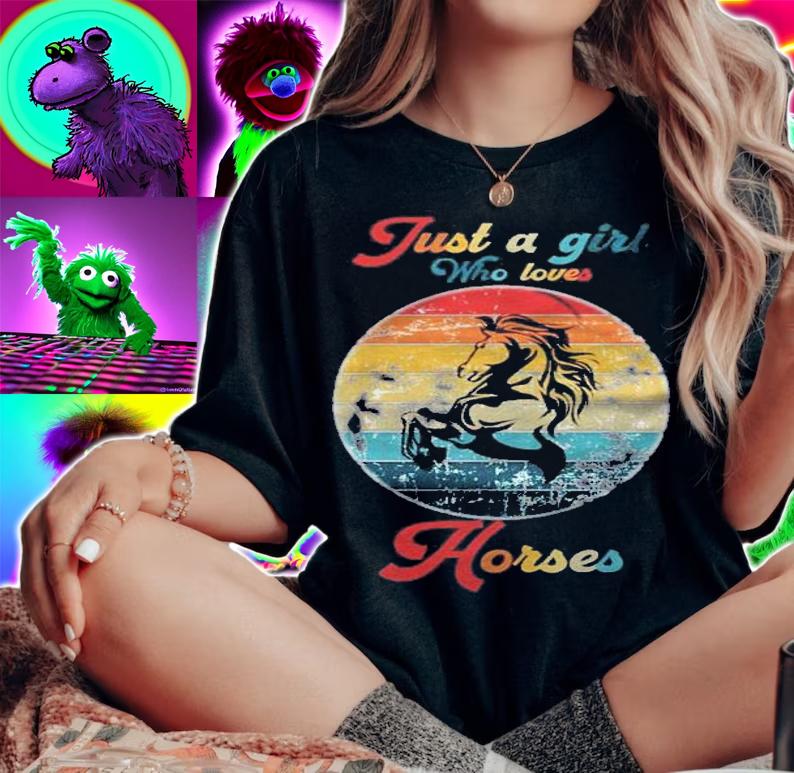 Just A Girl Who Loves Horses Horse Riding Vintage Shirt