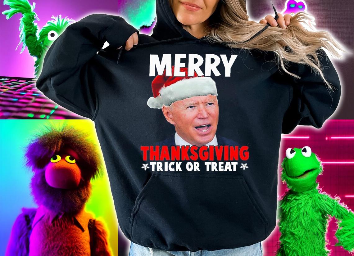 Santa Joe Biden Merry Thanksgiving Christmas Trick Or Treat Ugly T-Shirt hoodie