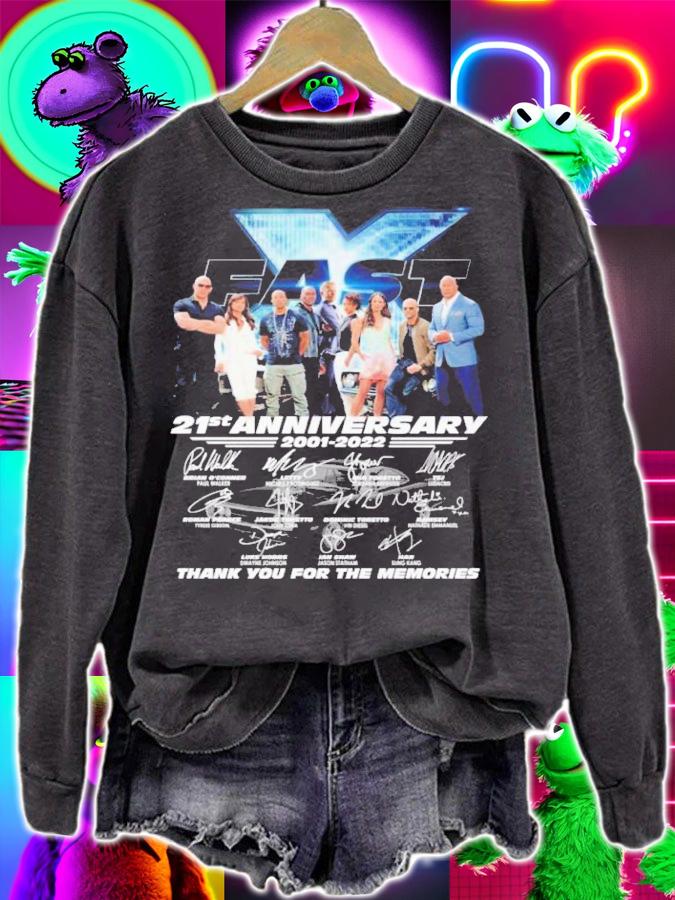 Fast And Furious 21st Anniversary 2001 2022 Thank You For The Memories Signed t-shirt