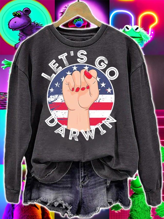 Let's Go Darwin Liberal impeach Fist Flag T-Shirt sweatshirt