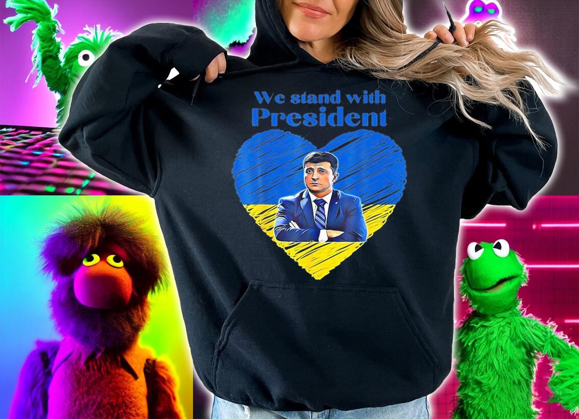 We Stand With President Zelensky Heart Love Ukrain T-Shirt hoodie