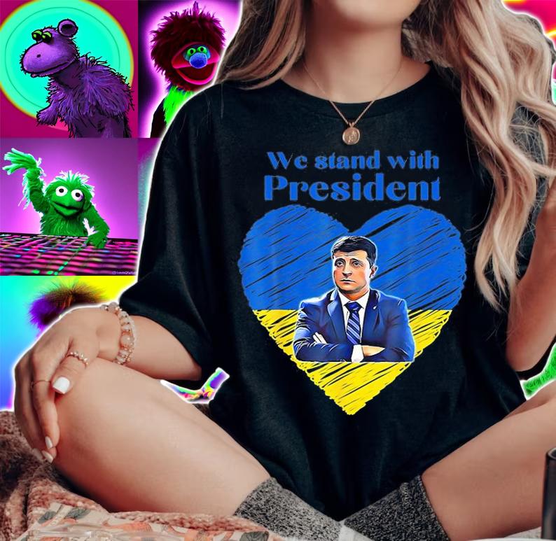 We Stand With President Zelensky Heart Love Ukrain T-Shirt woman shirt