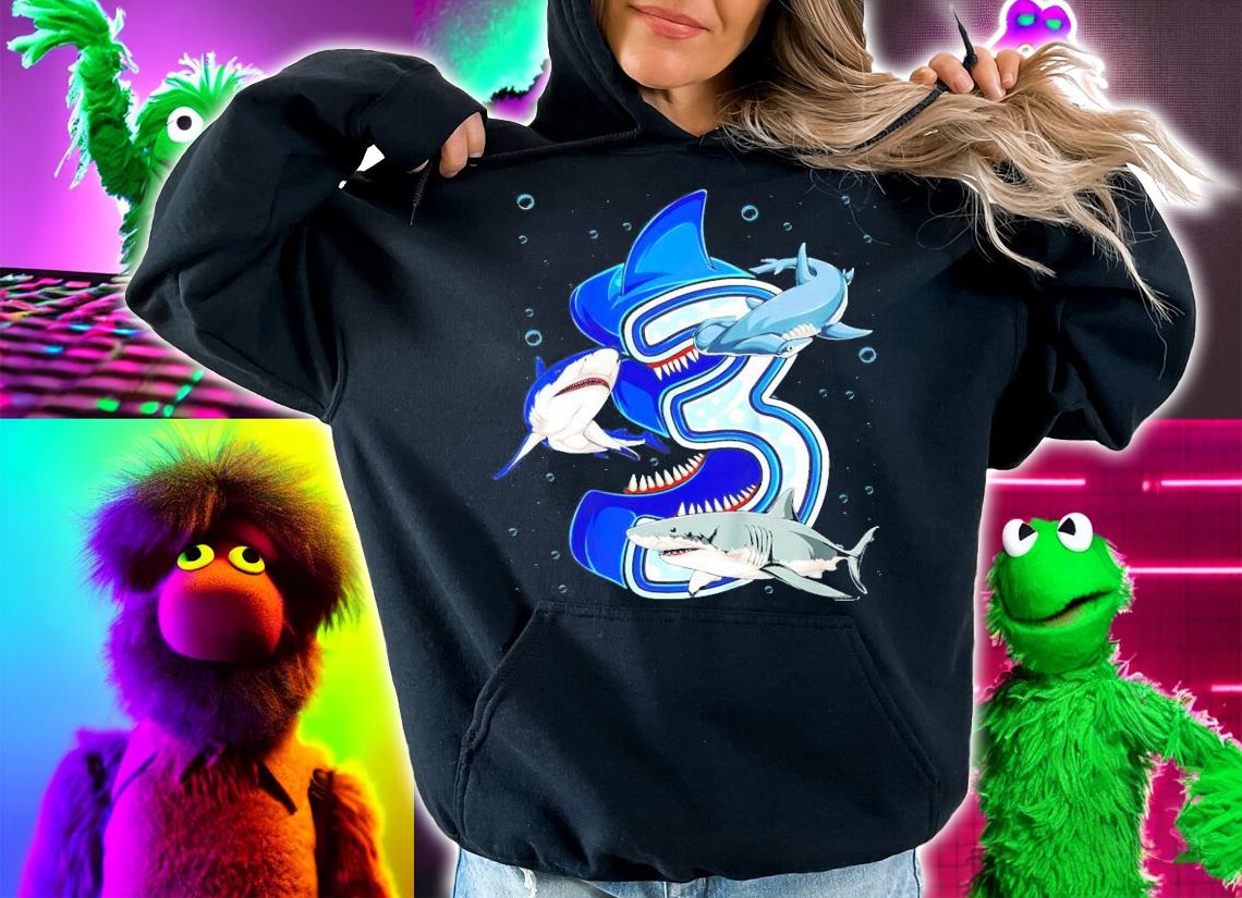 3rd birthday boys Shark 3 years old t-shirt hoodie