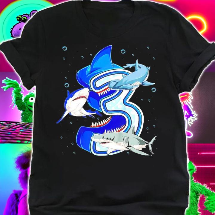 3rd birthday boys Shark 3 years old t-shirt shirt