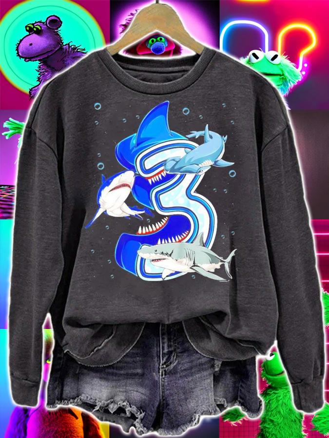 3rd birthday boys Shark 3 years old t-shirt sweatshirt