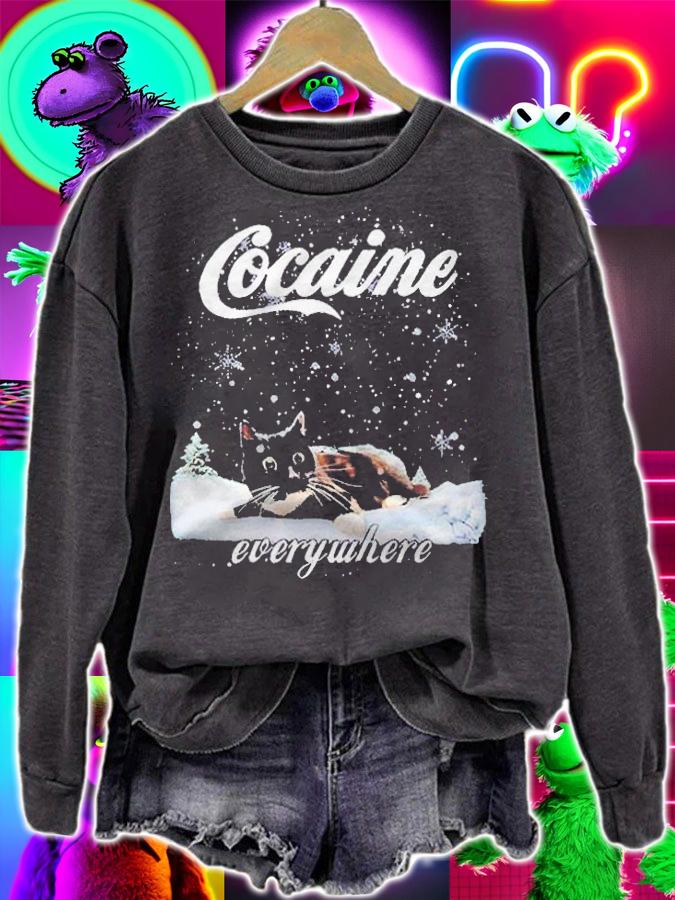Snow black cat cocaine everywhere T-shirt