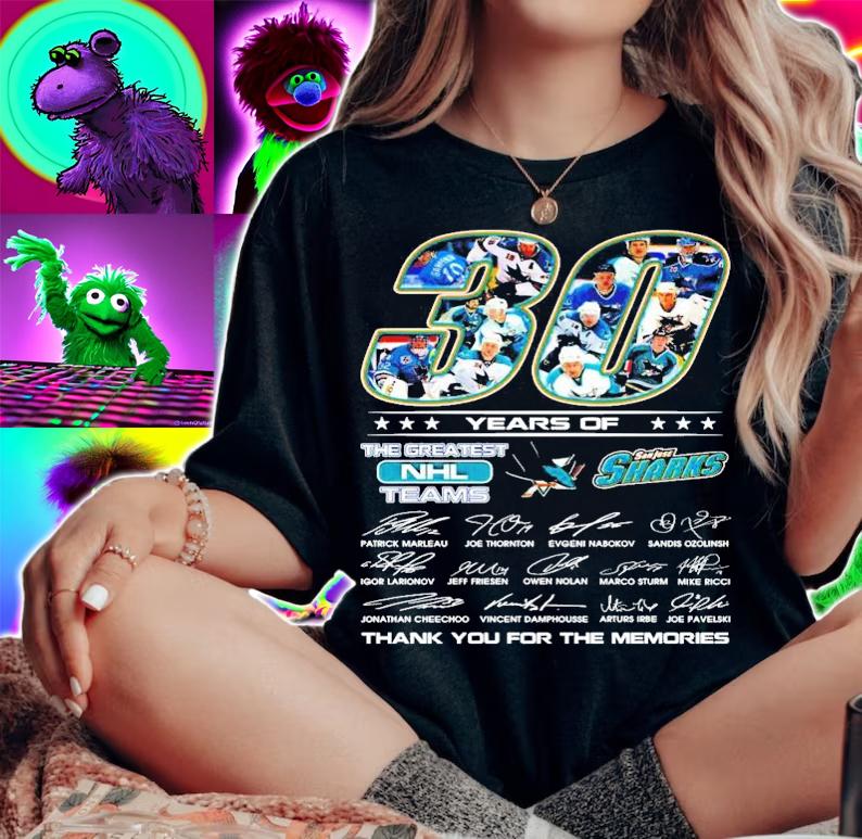 30 years of The Greatest NHL Teams San Jose Sharks thank you for the memories t-shirt woman shirt
