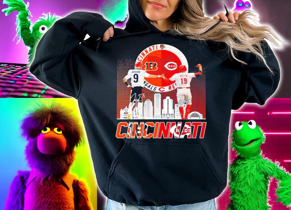 CINCINNATI Cincinnati Bengals Joe Burrow Vs Cincinnati Reds Joey Votto Signatures Shirt hoodie