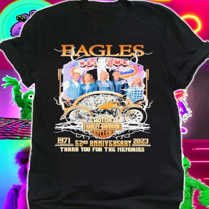 Eagles Motor Harley Davidson Cycles 1971-2023 52nd Anniversary Signatures Thank You For The Memories Shirt' shirt