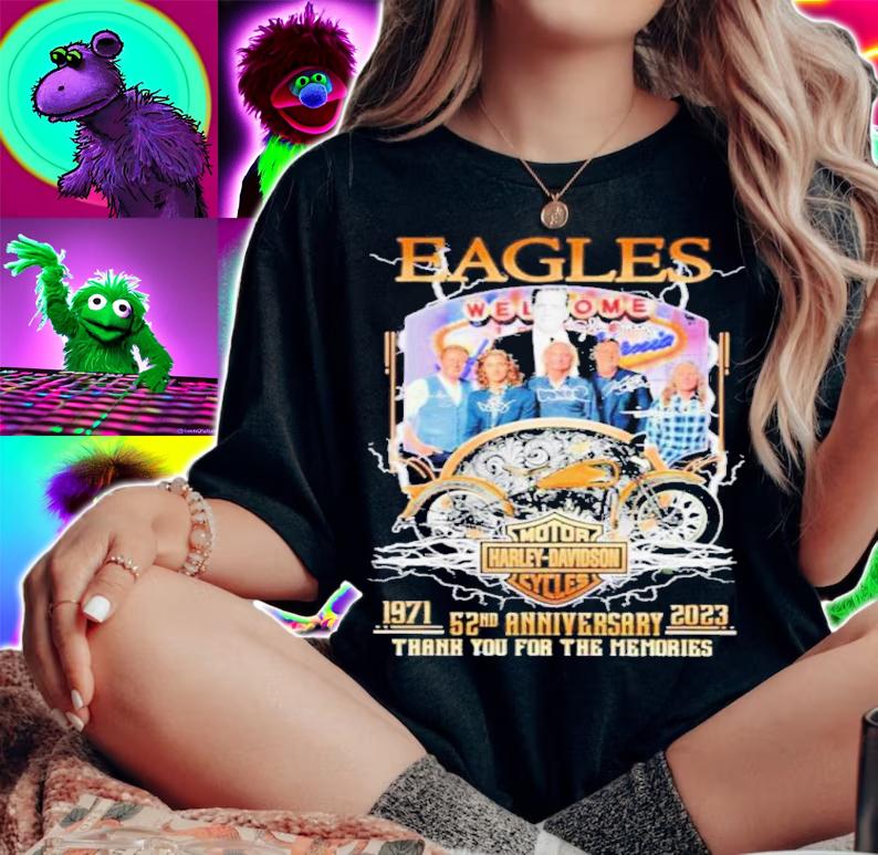 Eagles Motor Harley Davidson Cycles 1971-2023 52nd Anniversary Signatures Thank You For The Memories Shirt' woman shirt