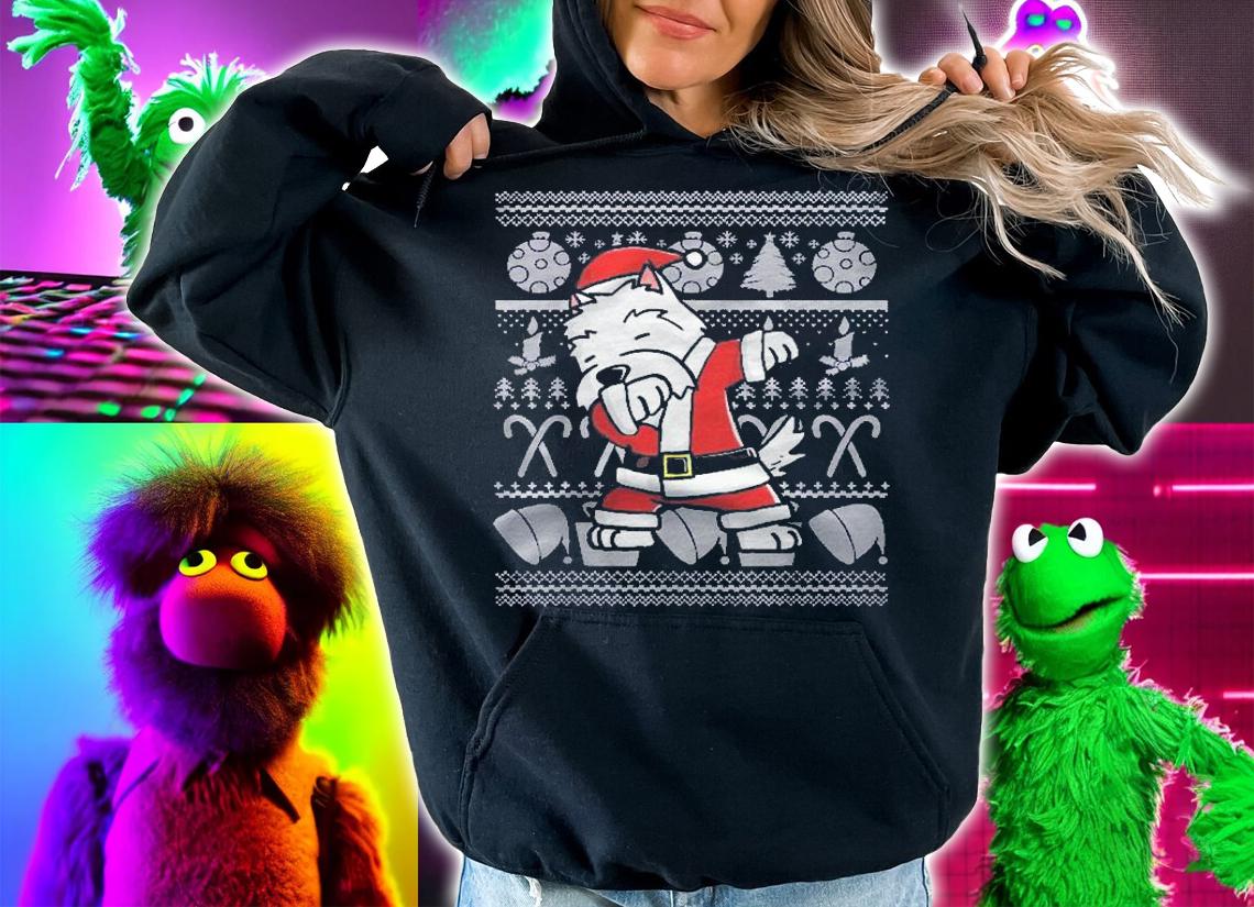 Funny Dabbing Westie Dog Ugly Christmas Shirt hoodie