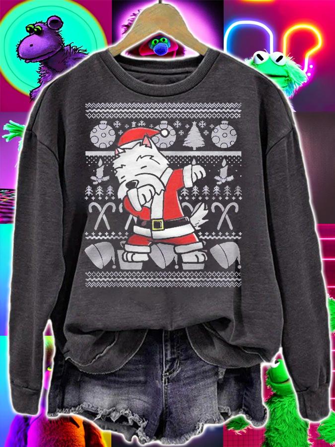 Funny Dabbing Westie Dog Ugly Christmas Shirt sweatshirt