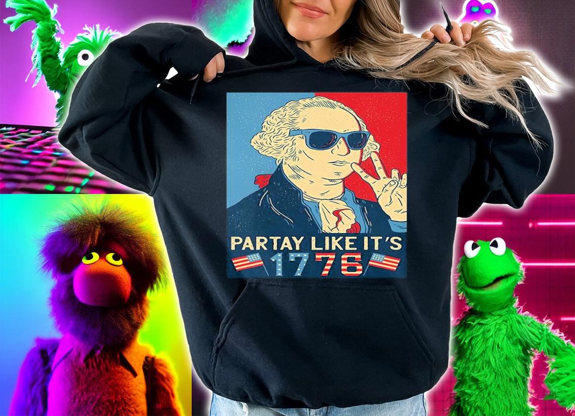 George Washington Party Like Its 1776 Poster Retro T-Shirt hoodie