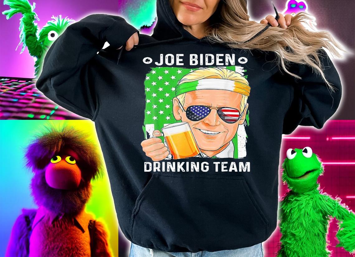 Joe Biden Drinking Team Draft Beer USA Flag T-Shirt hoodie