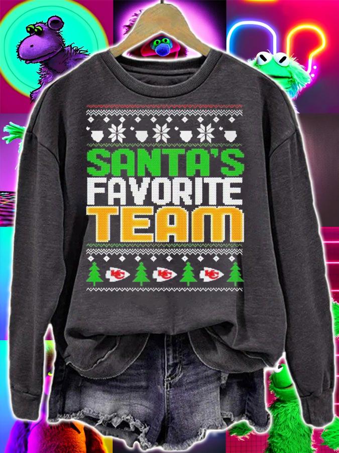 Kansas City Chiefs Santa's Favorite Team Christmas Shirt sweatshirt
