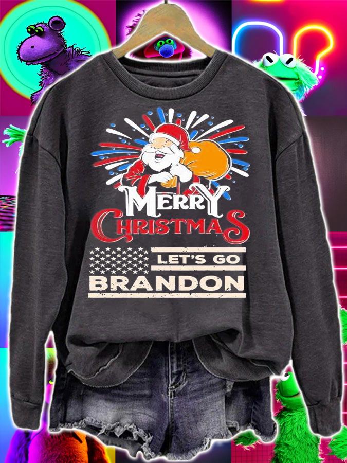 Let's Go Brandon Christmas Patriotic Santa Claus Anti Biden T-Shirt sweatshirt