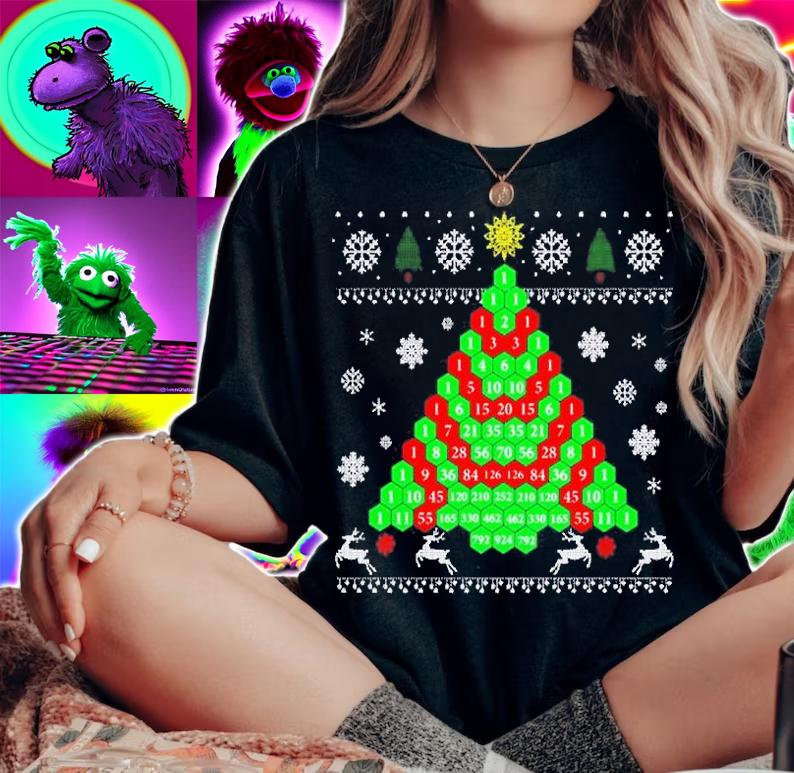 Pascals Triangle Ugly Christmas Tree T-Shirt woman shirt
