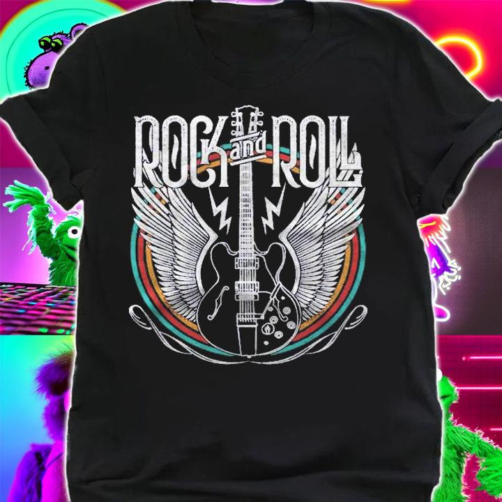 Vintage Retro Style 80S Rock & Roll Music Guitar Wings Shirt shirt