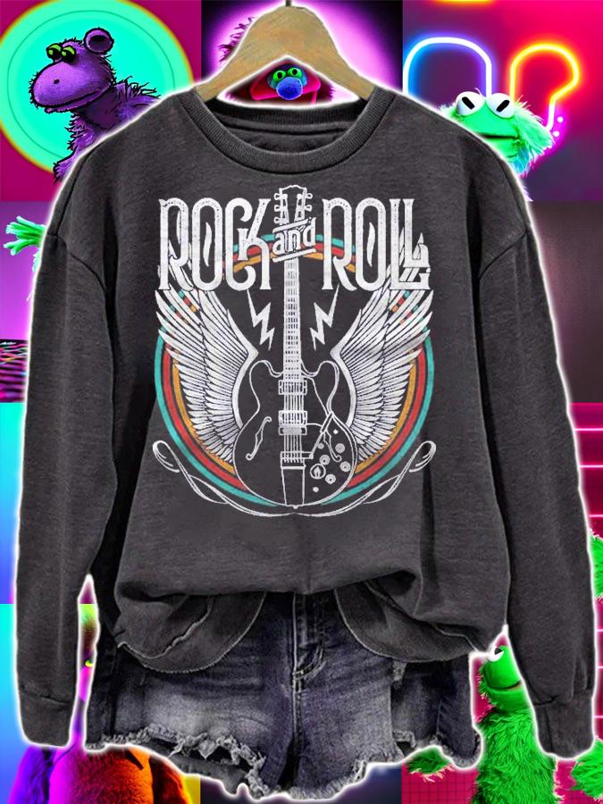 Vintage Retro Style 80S Rock & Roll Music Guitar Wings Shirt sweatshirt