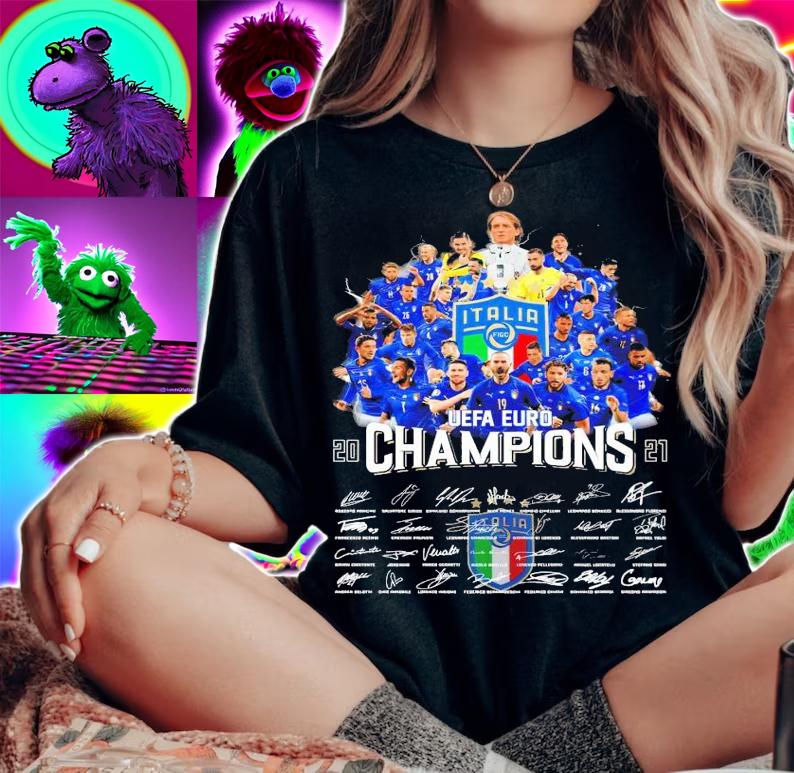 All team Italia UEFA Euro 2021 Champions signatures shirt woman shirt