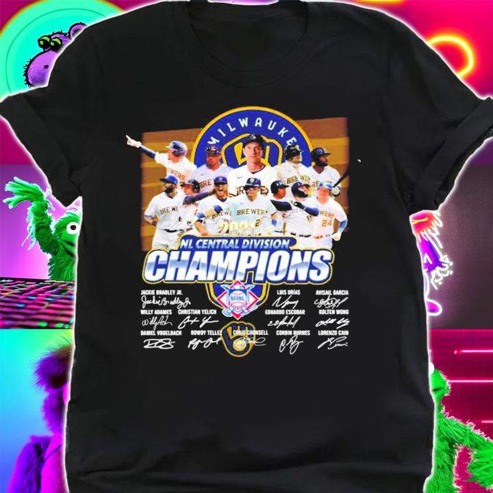 Milwaukee Brewers NL Central Division Champions 2021 signatures shirt