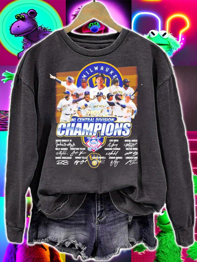 Milwaukee Brewers NL Central Division Champions 2021 signatures shirt