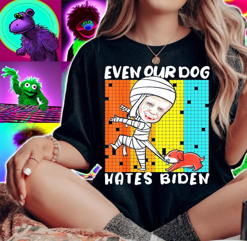 Our Dog Hates Biden Funny Anti Government Halloween Mummy shirt