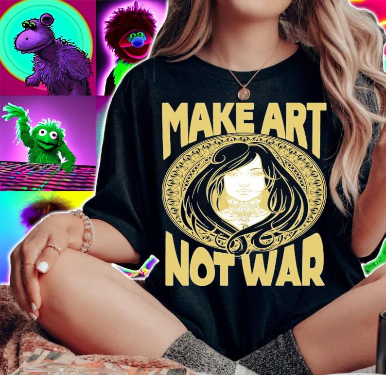 Make art not war Cameo Portrait shirt