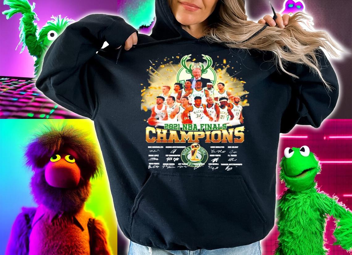 Milwaukee Bucks 2021 NBA Finals Champions all team signatures shirt hoodie