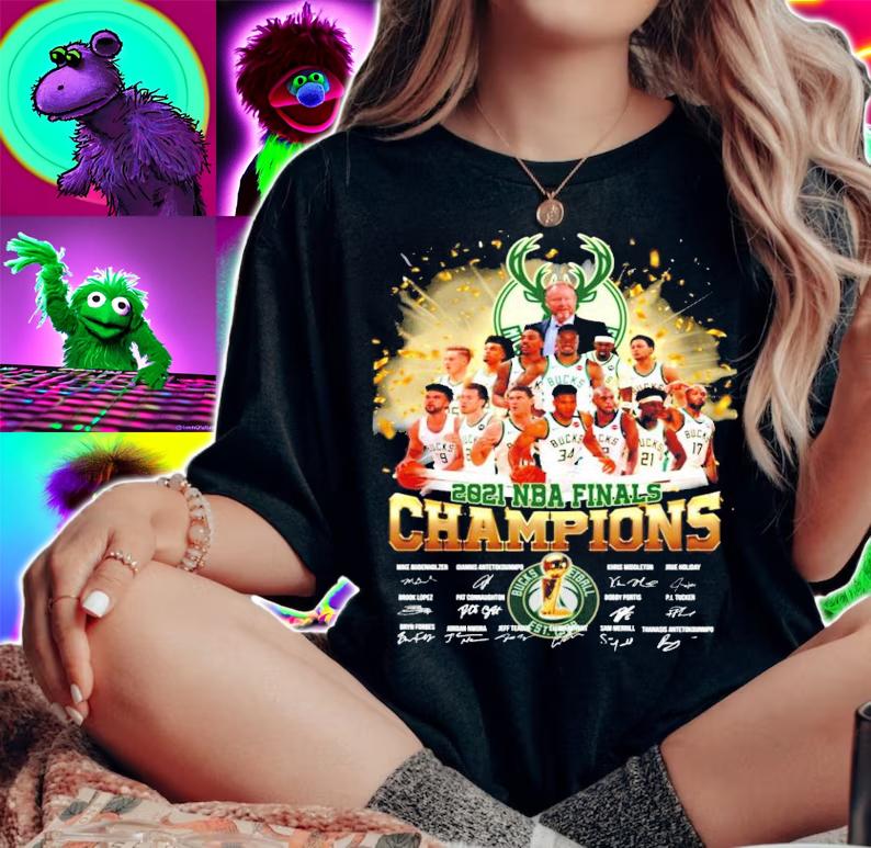 Milwaukee Bucks 2021 NBA Finals Champions all team signatures shirt woman shirt