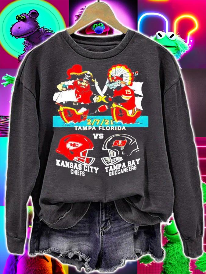 2-7-21 Tampa Florida vs Kansas City Chiefs and Tampa Bay Buccaneers shirt