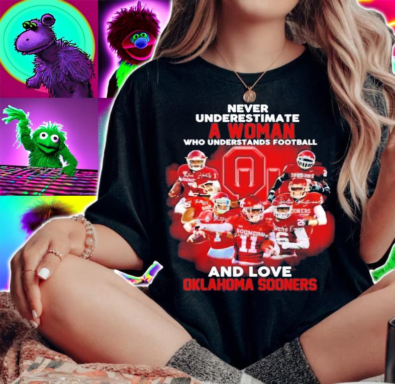 A woman who underestimate football and love Oklahoma Sooners signatures shirt woman shirt
