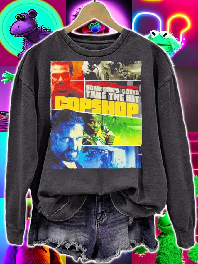 Gerard Butler frank Grillo someone's Gotta Take The Hit Copshop shirt sweatshirt