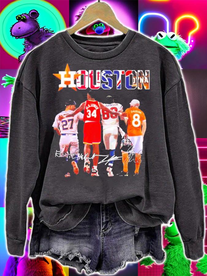 Houston Jos Altuve Hakeem Olajuwon Andre Johnson Paul Dalglish signatures t-shirt sweatshirt