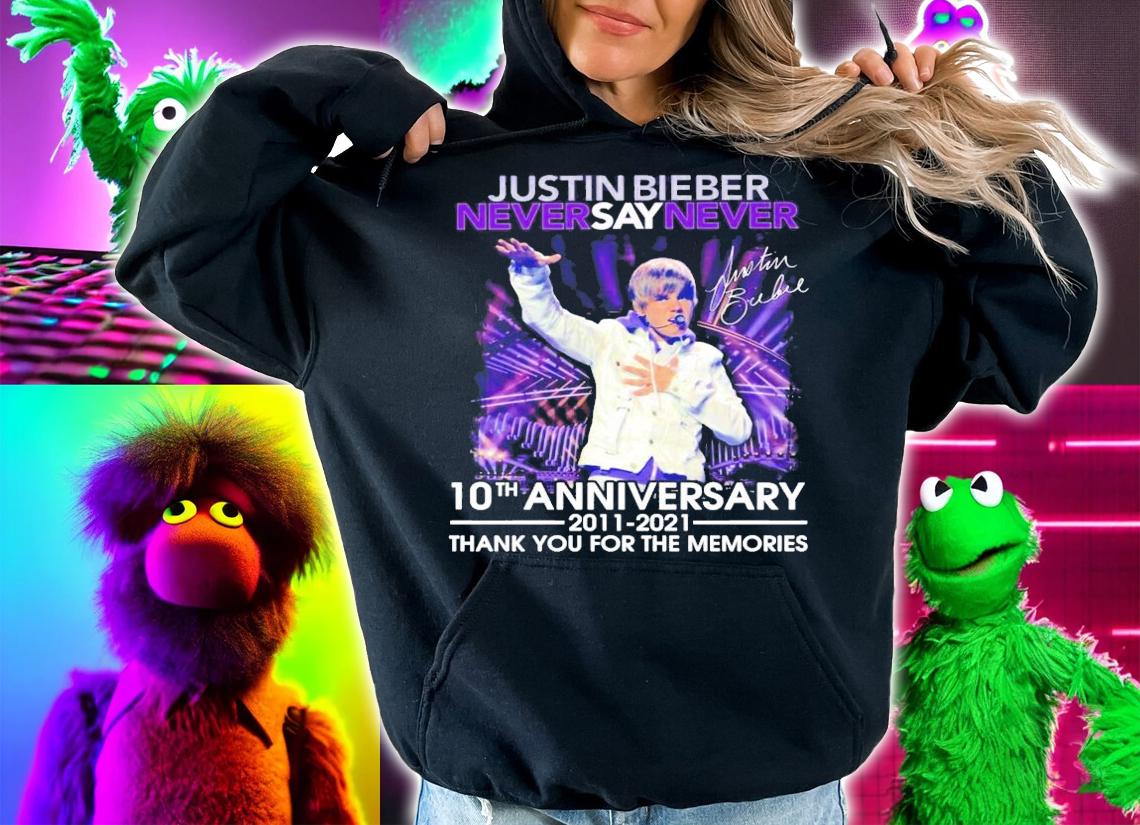 Justin Bieber never say never 10th anniversary signature shirt hoodie