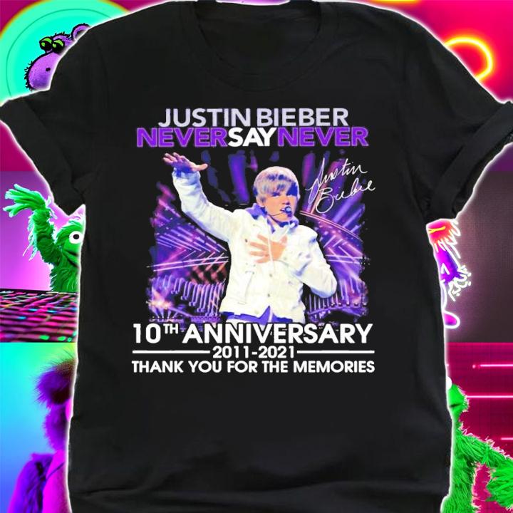 Justin Bieber never say never 10th anniversary signature shirt shirt
