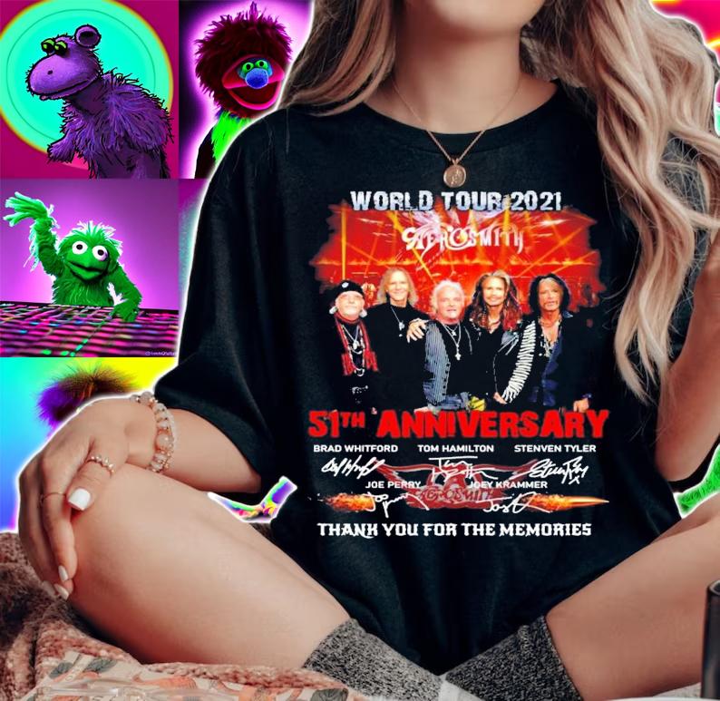 World Tour 2021 51st anniversary signatures shirt woman shirt
