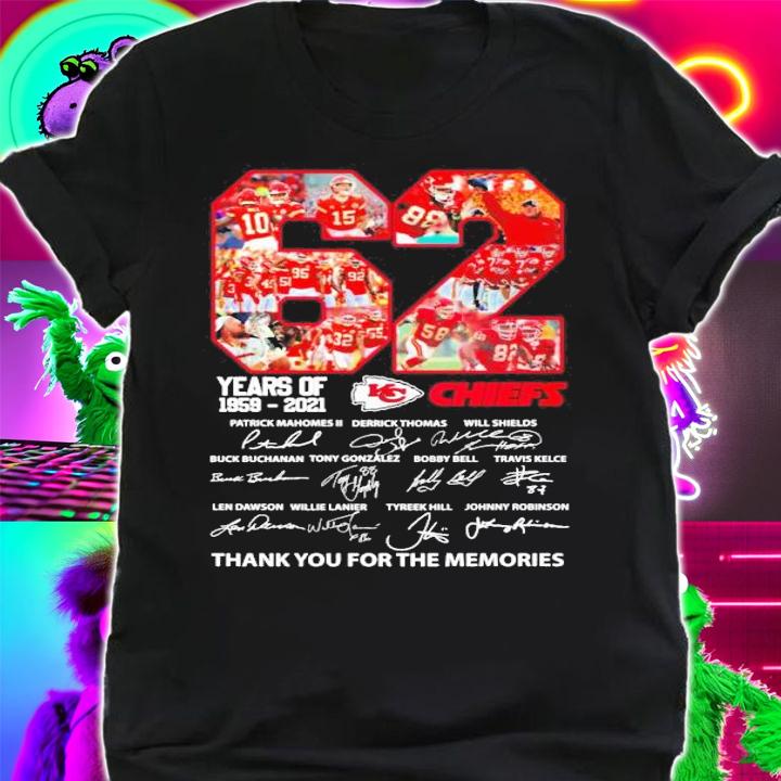 62 years of 1959-2021 Kansas City Chiefs thank you for the memories shirt