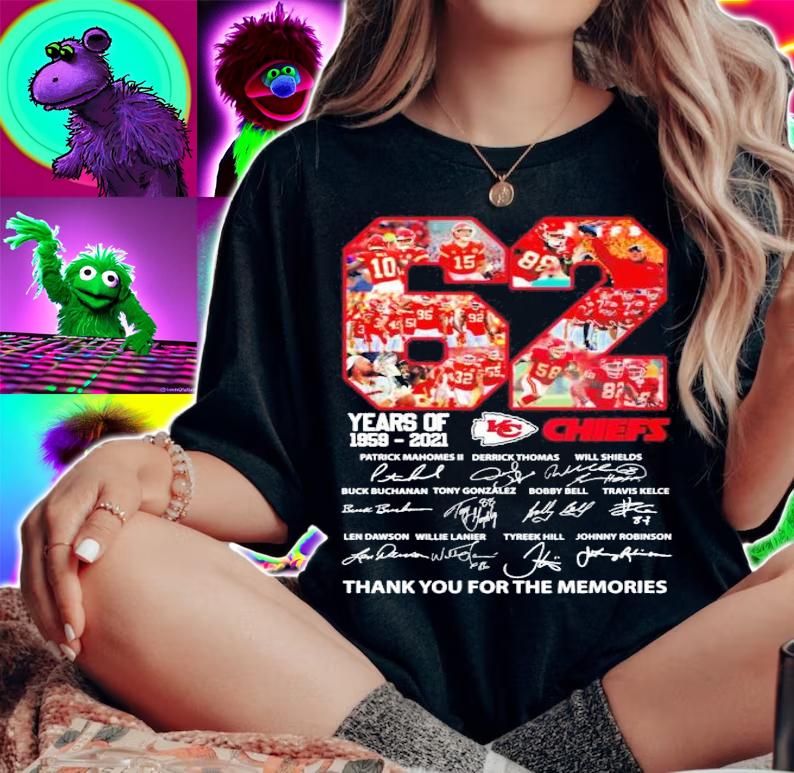 62 years of 1959-2021 Kansas City Chiefs thank you for the memories shirt