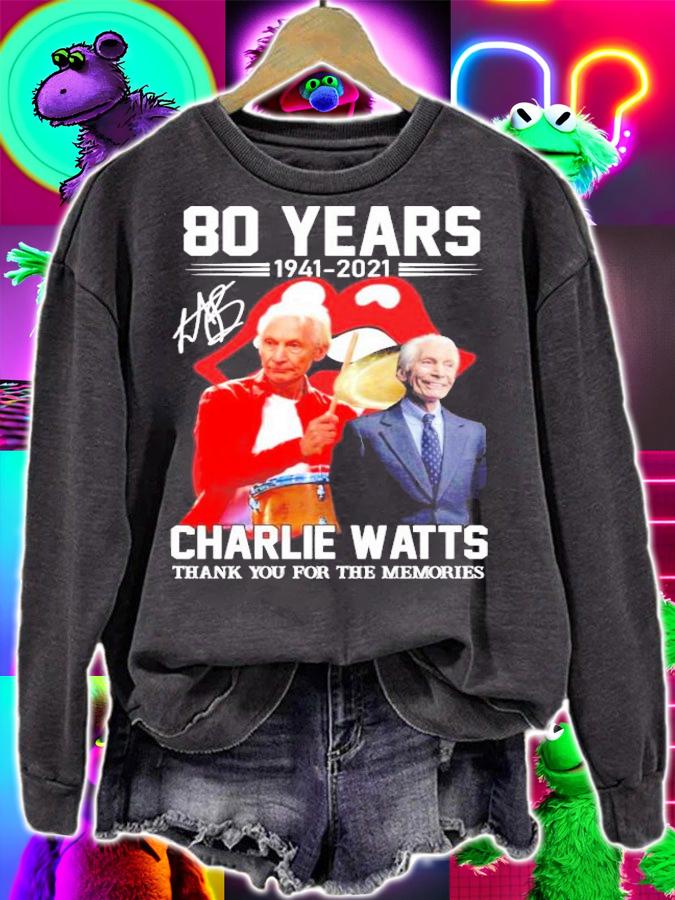 80 years 1941-2021 Charlie Watts signature Rolling Stone shirt sweatshirt
